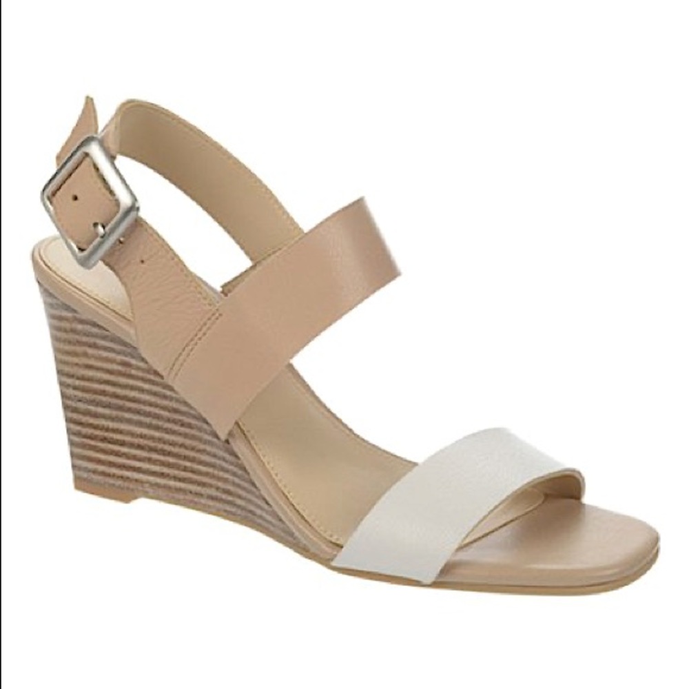Franco Sarto Hooper Leather Wedges Nude/White